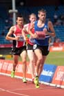 Nick McCormick (Morpeth) leads eventual winner Andy Vernon (Aldershot) during the 5000 metres at the Sainsbury's British Championships, Birmingham. 